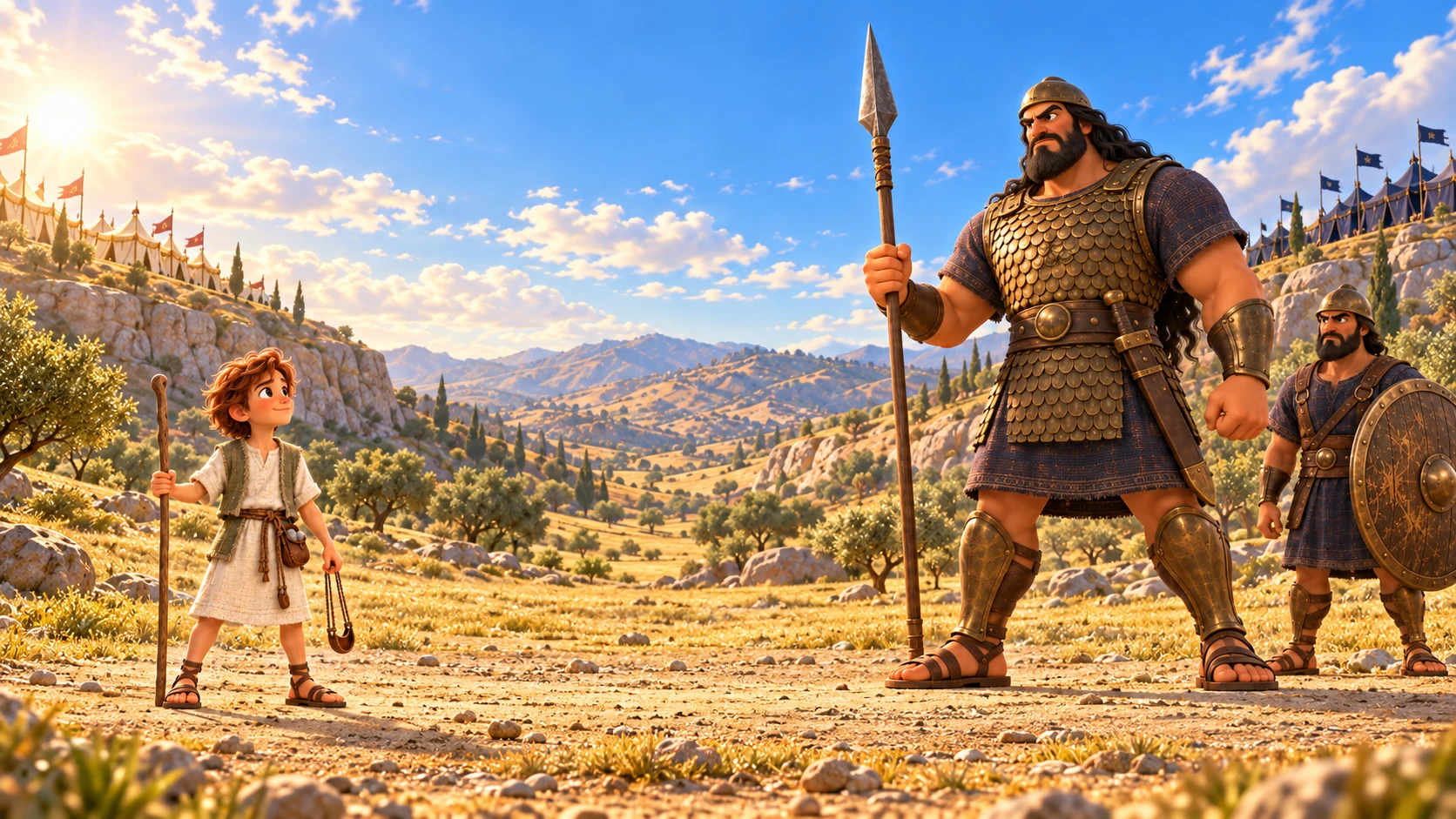 David en el valle antes de enfrentarse a Goliat